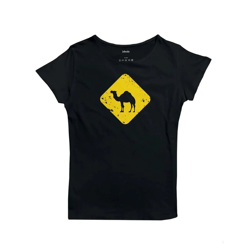 Jobedu Camel Crossing Women's T-shirt - Black - تي-شيرت - Size:Medium